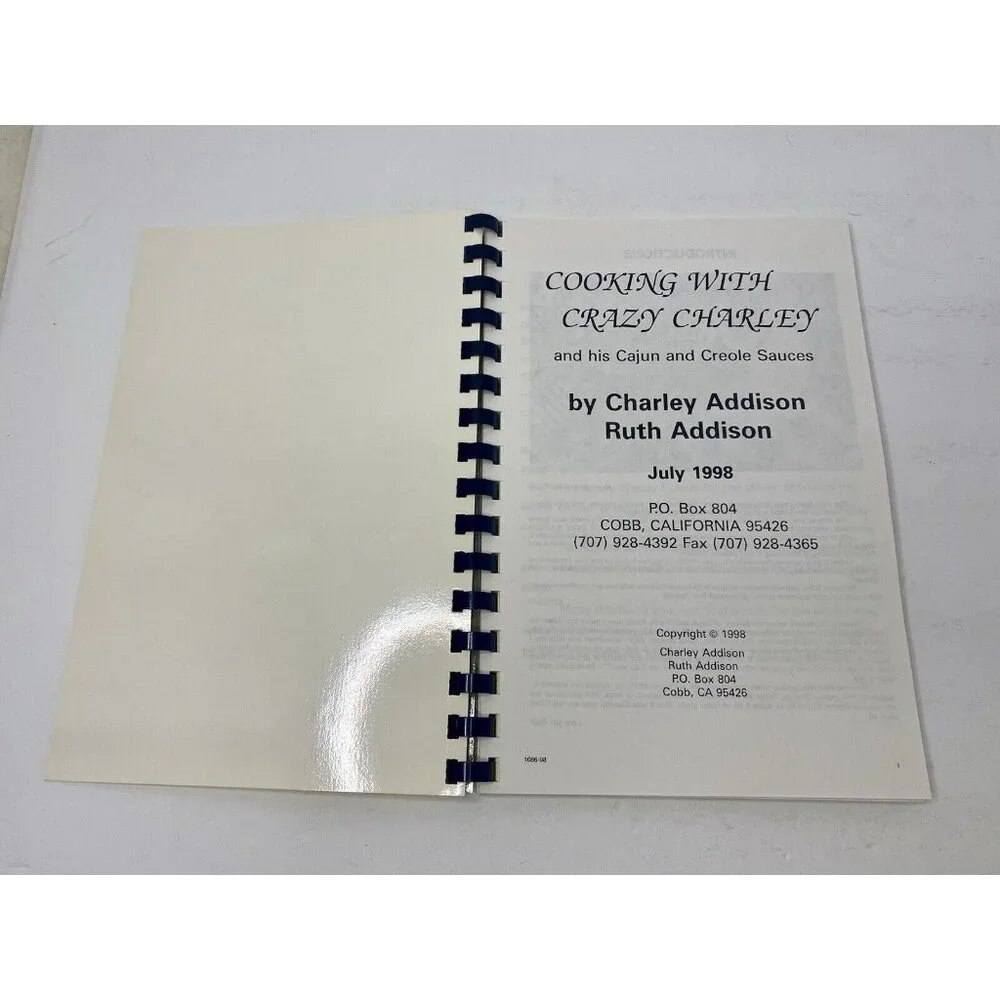 Cooking With Crazy Charlie Cookbook Cajun And‎ Creole Sauces Spiral Bound 1998